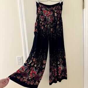 Bangkok Floral Wide Leg Palazzo Pants Sz L